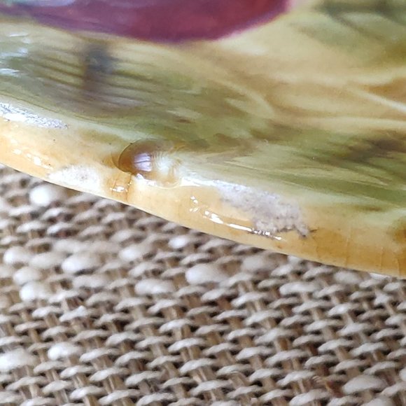 VTG Sarreguemines France Majolica Relief Fruit Platter 11.75" - Picture 12 of 12